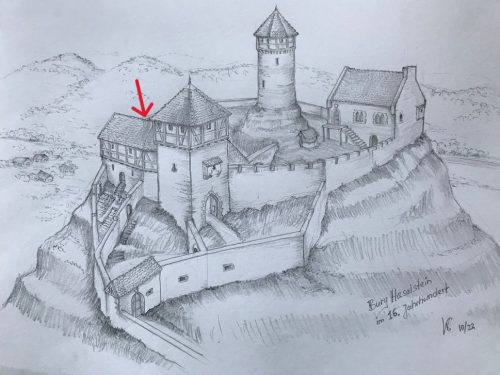 Burg Haselstein im 16. Jh. (Rekonstruktion W. Scharf/ A. Zeune)